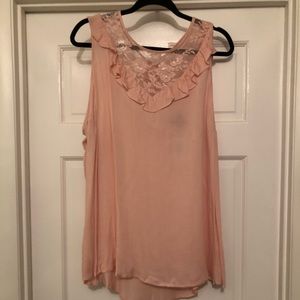 Pink ruffle edge tank